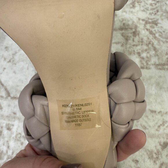 Steve Madden Heeled Sandals Womens 6.5 Taupe Braided Strap Square Toe KENL02S1 - Picture 8 of 9
